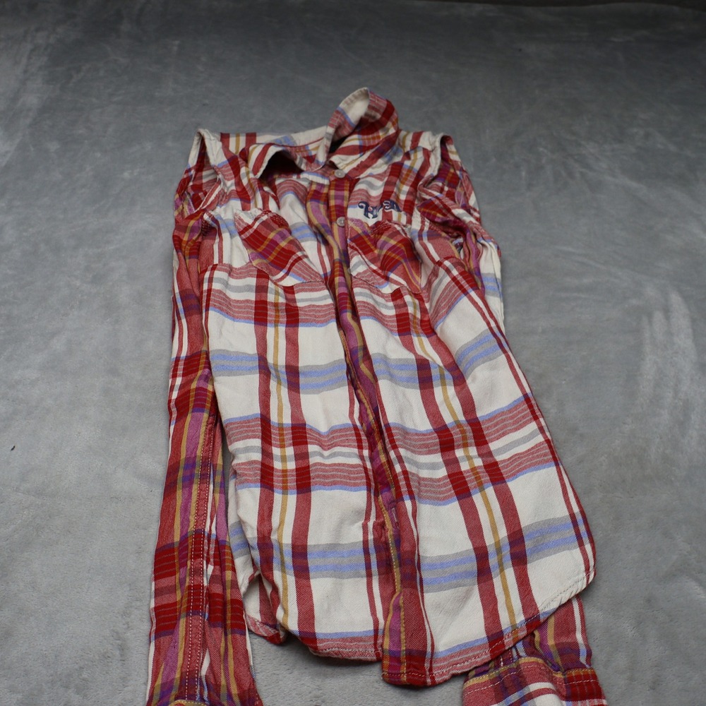 Harley Davidson Shirt Womens‎ XS Red Plaid Graphic Motorcycle Casual Button Up